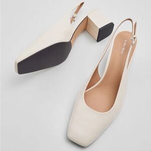 & Other Stories Leather Block Heel Slingback Pumps - Worn Once